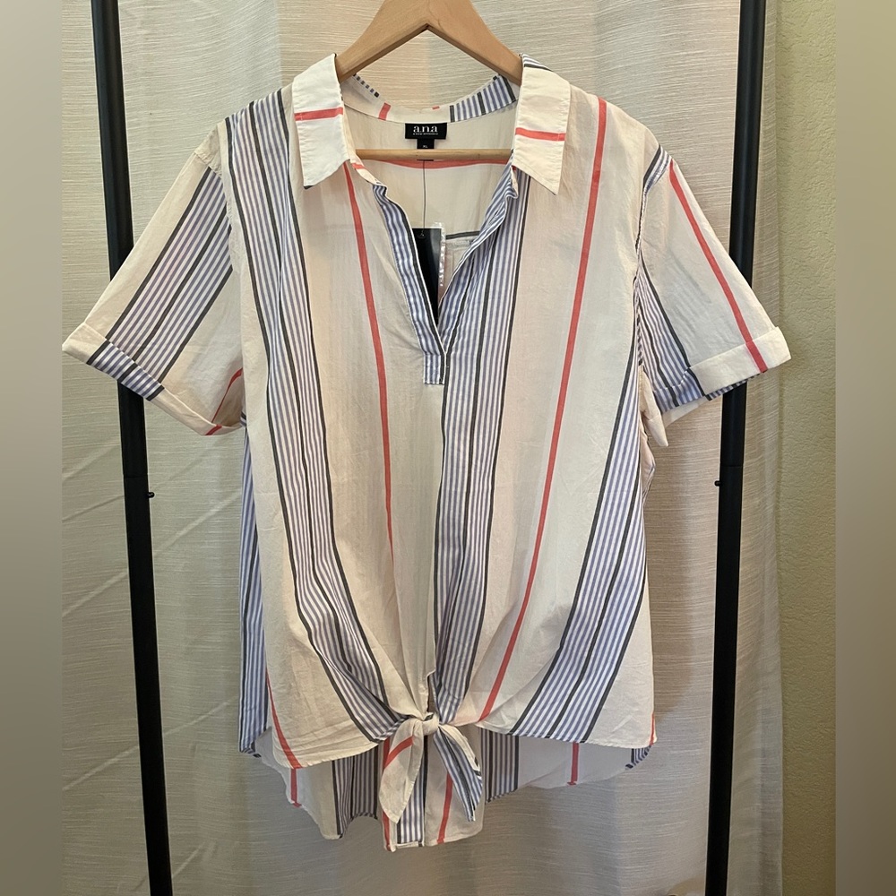 Striped hi-low cotton top